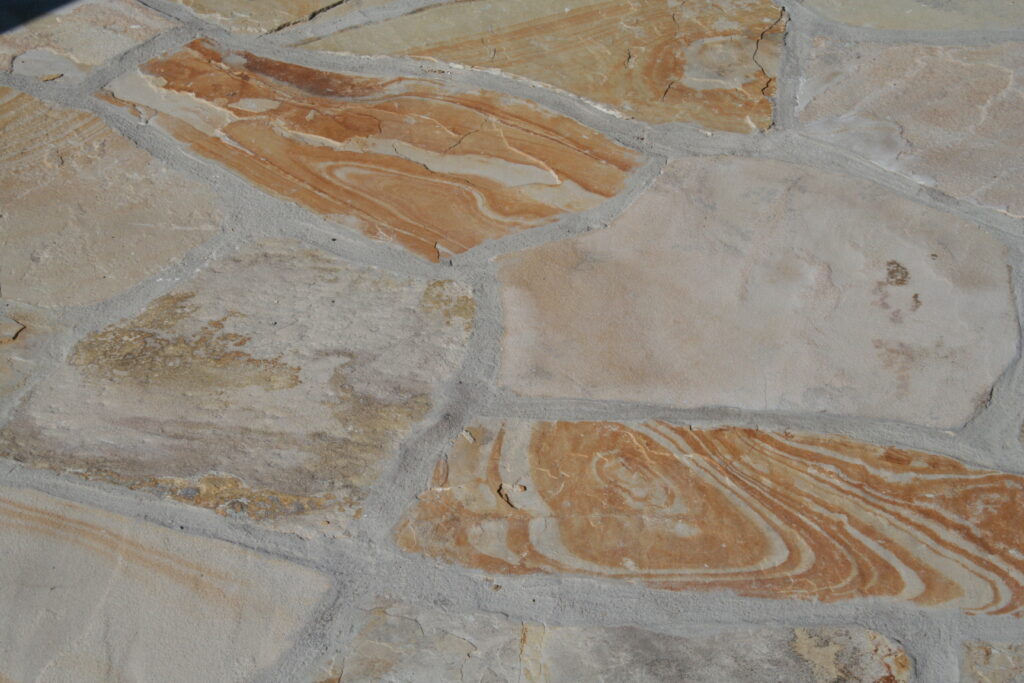 close up of the cut stone patio