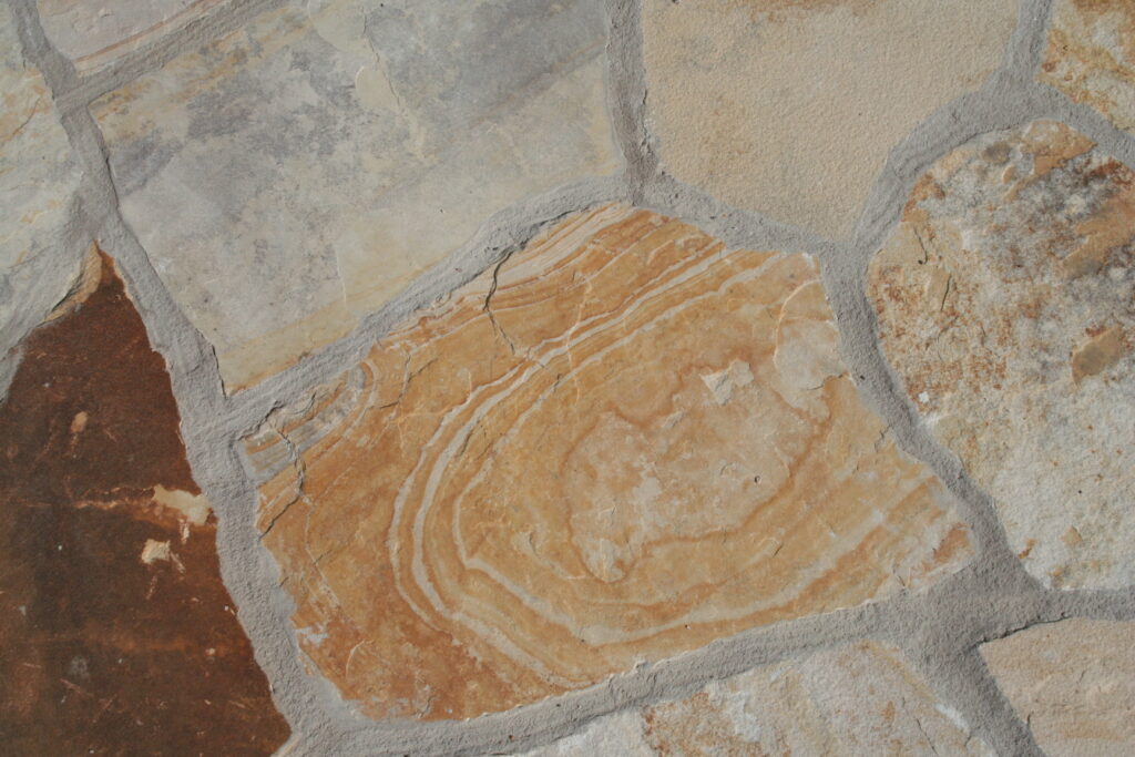 close up of the cut stone patio